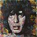 Gemälde Mick Jagger von G. Carta | Gemälde Pop-Art Pop-Ikonen Graffiti Acryl Collage