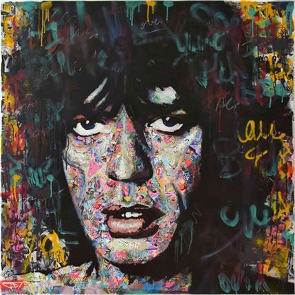 Painting Mick Jagger by G. Carta | Painting Pop-art Acrylic, Gluing, Graffiti Pop icons