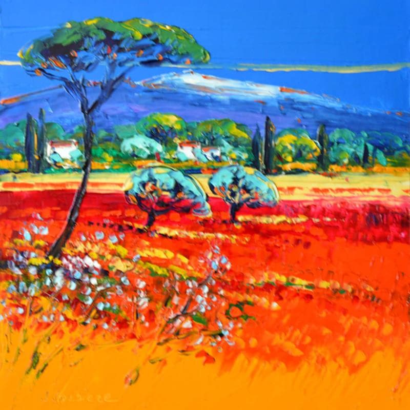 Painting Mont Ventoux, le géant de Provence by Corbière Liisa | Painting Figurative Landscapes Oil