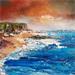 Gemälde La falaise verte von Iza | Gemälde Figurativ Landschaften Marine Acryl