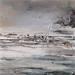 Peinture Le vent nous mène par Iza | Tableau Abstrait Paysages Marine Noir & blanc Acrylique