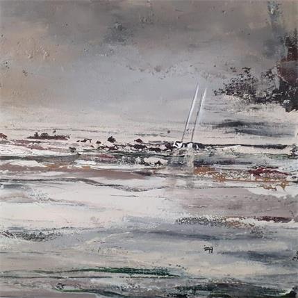 Painting Le vent nous mène by Iza | Painting Abstract Acrylic Black & White, Landscapes, Marine