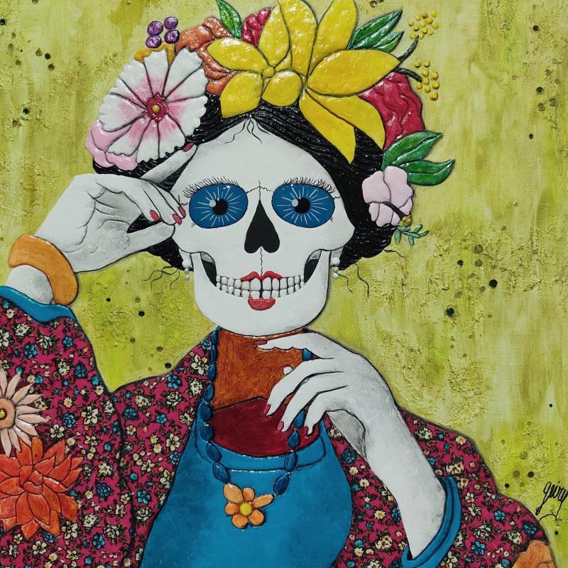 Painting FLORES FRIDA by Geiry | Painting Figurative Portrait Mixed