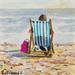 Peinture Femme se relaxant par Lallemand Yves | Tableau Figuratif Marine Scènes de vie Acrylique