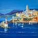 Painting L'heure bleue à Bastia Corse by Corbière Liisa | Painting Figurative Oil Landscapes