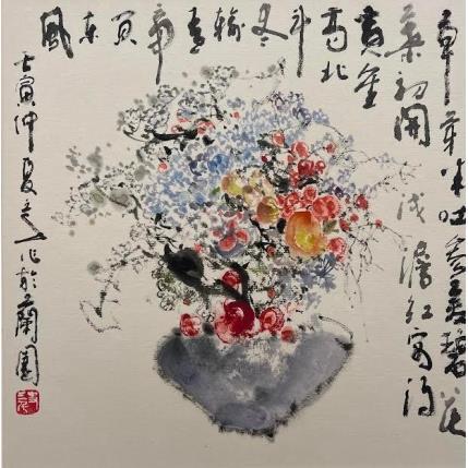 Gemälde In full bloom von Sanqian | Gemälde Figurativ Stillleben