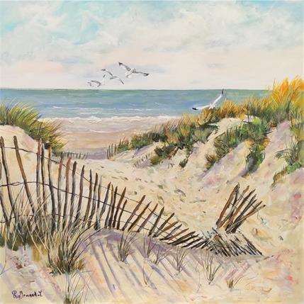 Painting Dunes et Ganivelles by Lallemand Yves | Painting Figurative Acrylic Marine