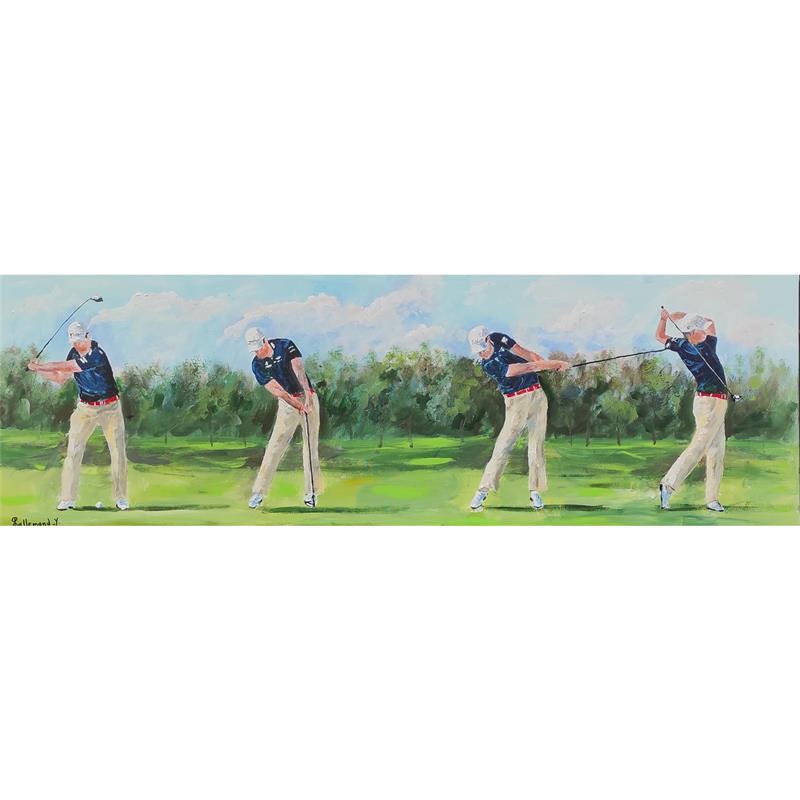 Painting Golfeurs by Lallemand Yves | Painting Figurative Acrylic Life style
