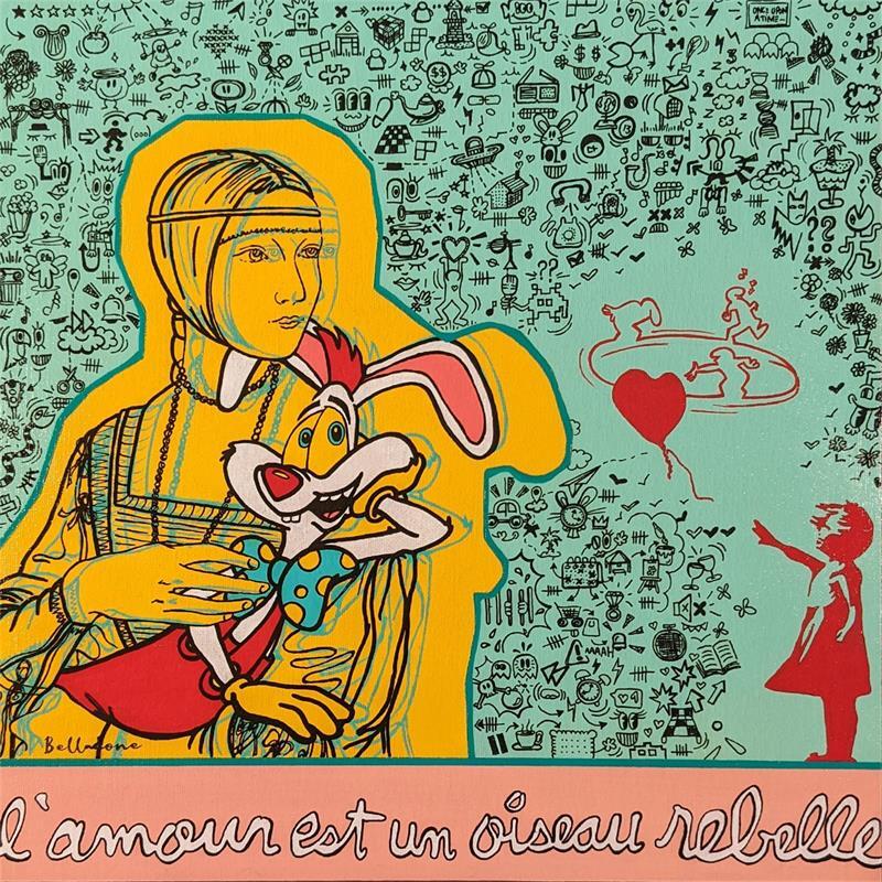 Painting L'amour est un oiseau rebelle by Belladone | Painting Pop art Mixed Pop icons