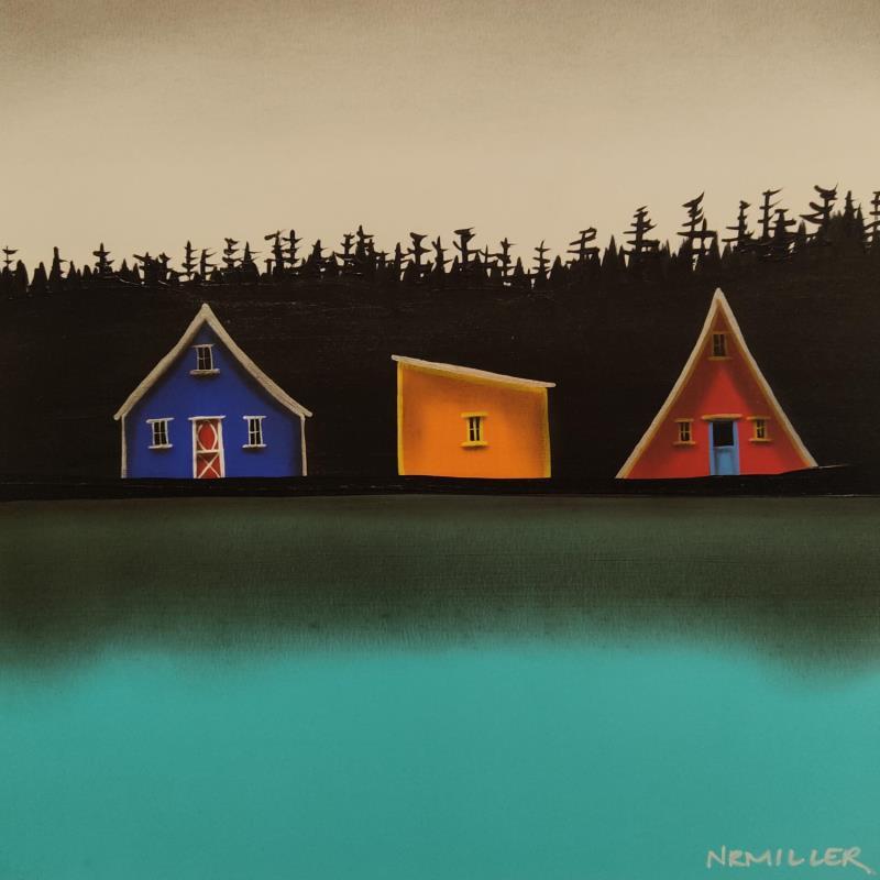 Painting Lakeside 2 by Miller Natasha | Painting Figurative Acrylic Landscapes, Minimalist
