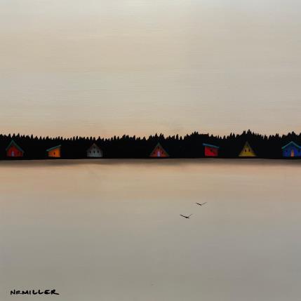 Peinture Calm Coast 2 par Miller Natasha | Tableau Figuratif Acrylique minimaliste, Paysages