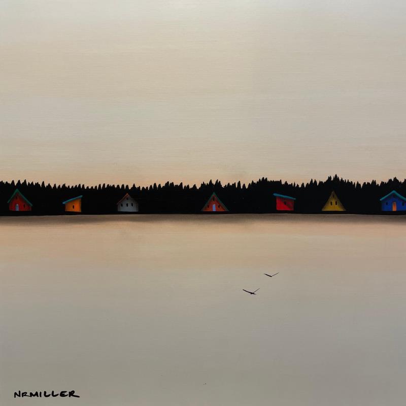 Painting Calm Coast 2 by Miller Natasha | Painting Figurative Acrylic Landscapes, Minimalist