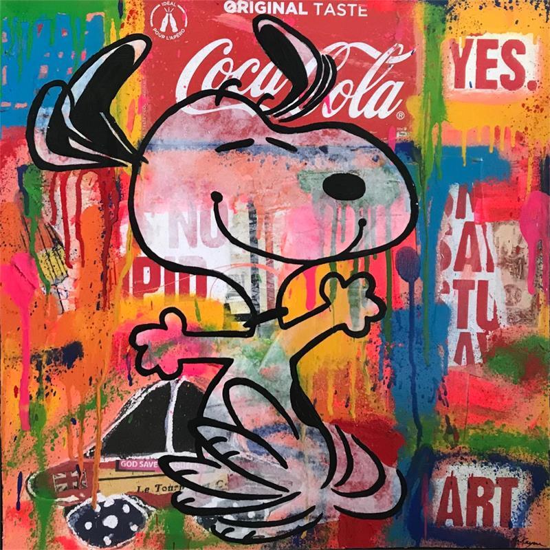 Painting Snoopy happy by Kikayou | Painting Pop art Mixed Pop icons