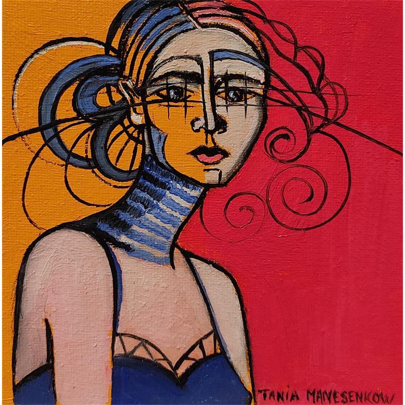 Painting La jeune fille à la mèche by Manesenkow Tania | Painting Figurative Portrait Life style Oil