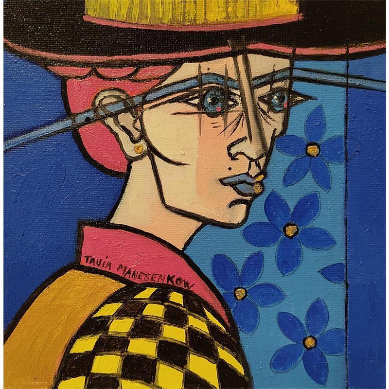 Gemälde La Femme au chapeau von Manesenkow Tania | Gemälde Figurativ Öl Pop-Ikonen, Porträt
