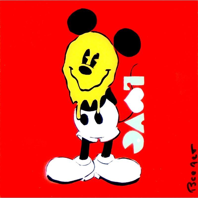 Painting Mickey Love by Puce | Painting Pop art Mixed Pop icons