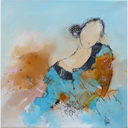 Painting Centaurée by Han | Painting Abstract Mixed Portrait