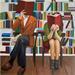Painting Sala d'attesa bibliotheque by Gallo Manuela | Painting Figurative Life style Acrylic