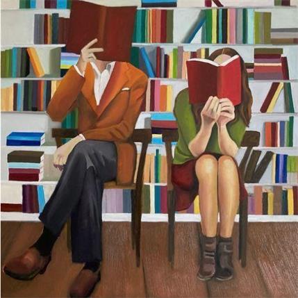 Peinture Sala d'attesa bibliotheque par Gallo Manuela | Tableau Figuratif Acrylique scènes de vie