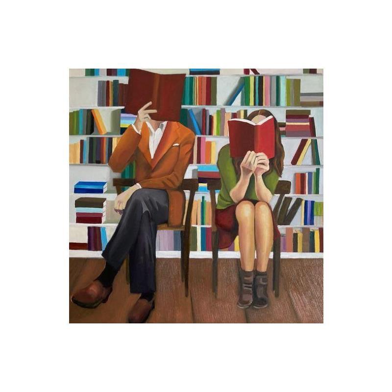 Peinture Sala d'attesa bibliotheque par Gallo Manuela | Tableau Figuratif Acrylique scènes de vie
