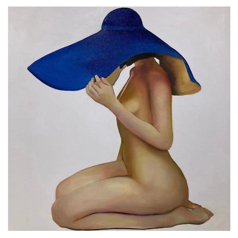 Painting Nude Blue by Gallo Manuela | Painting Figurative Acrylic