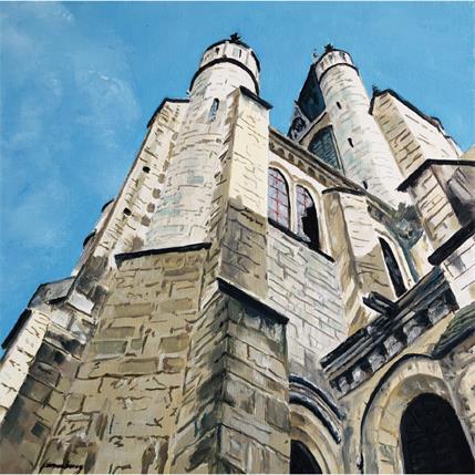 Painting Notre Dame dans la lumière by Herambourg Xavier | Painting Figurative Oil Landscapes, Life style, Urban