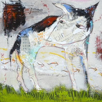 Peinture Suivre le courant d'air par Colin Sylvie | Tableau Art Singulier Mixte animaux