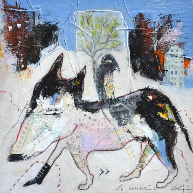 Gemälde Le convoi von Colin Sylvie | Gemälde Art brut Tiere Acryl