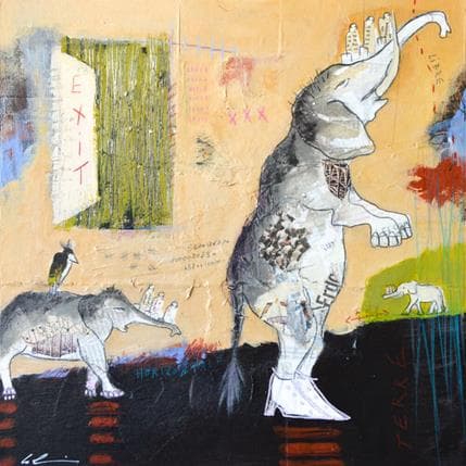 Peinture Exit par Colin Sylvie | Tableau Art Singulier Mixte animaux