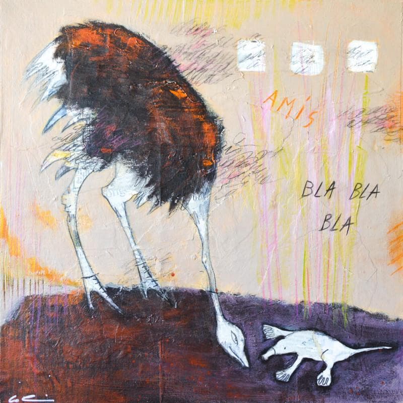 Painting Les amis bla bla by Colin Sylvie | Painting Raw art Mixed Animals