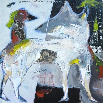 Gemälde Conversation nocturne von Colin Sylvie | Gemälde Art brut Acryl Tiere