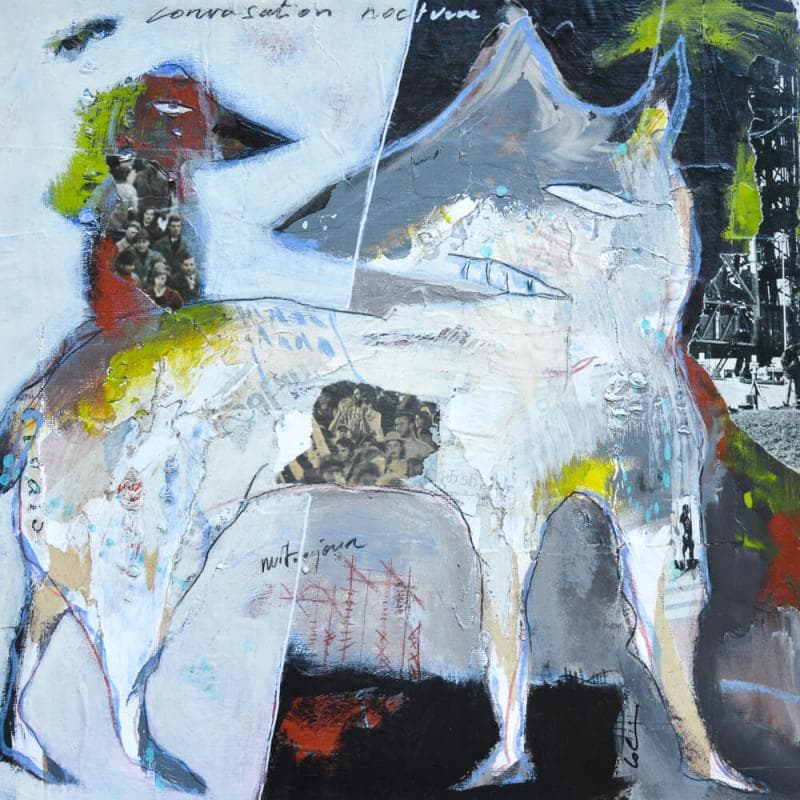 Gemälde Conversation nocturne von Colin Sylvie | Gemälde Art brut Tiere Acryl