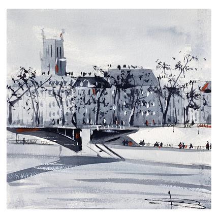 Peinture Vue sur la Seine par Kévin Bailly | Tableau Figuratif Aquarelle Vues urbaines