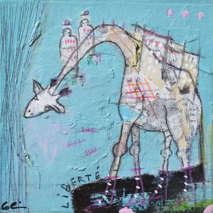 Peinture Poussez les frontières par Colin Sylvie | Tableau Art Singulier Mixte animaux