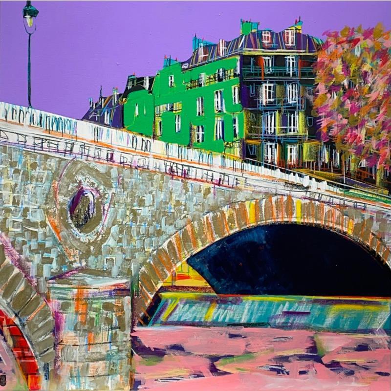 Painting Sous les fleurs du marronnier by Anicet Olivier | Painting Figurative Mixed Urban
