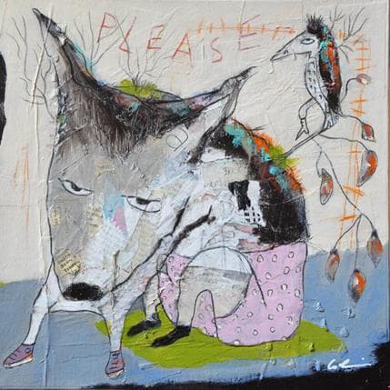 Peinture Please 2 par Colin Sylvie | Tableau Art Singulier Mixte animaux