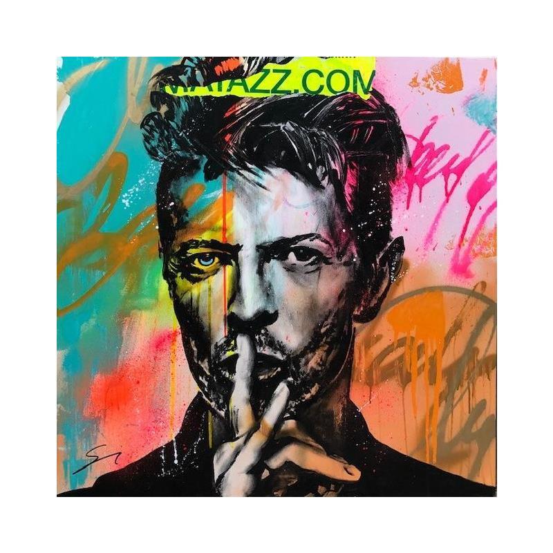 Peinture David Bowie par Mestres Sergi | Tableau Pop-art Icones Pop Graffiti