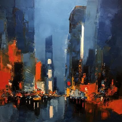 Painting By night Square by Castan Daniel | Painting Figurative Oil Urban