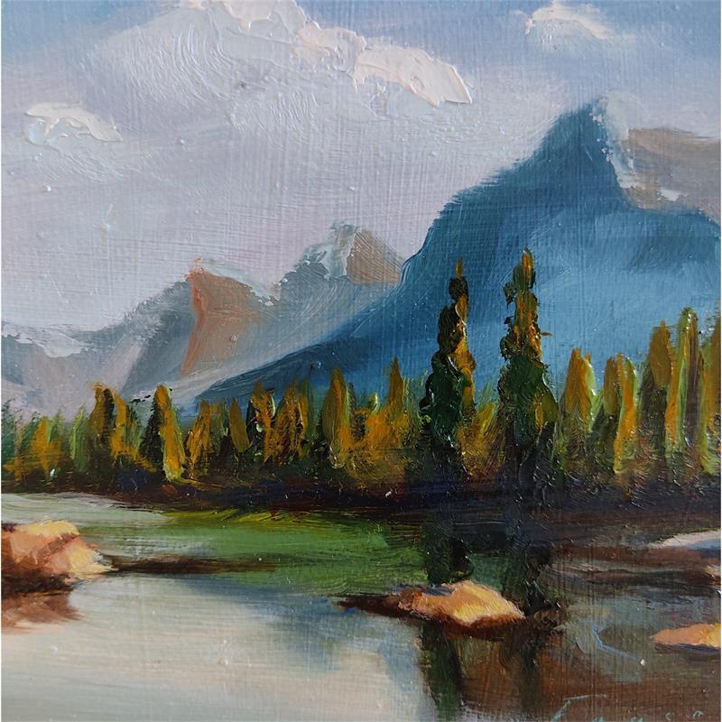 Gemälde Chaine de montagne von Eugène Romain | Gemälde Figurativ Öl Landschaften
