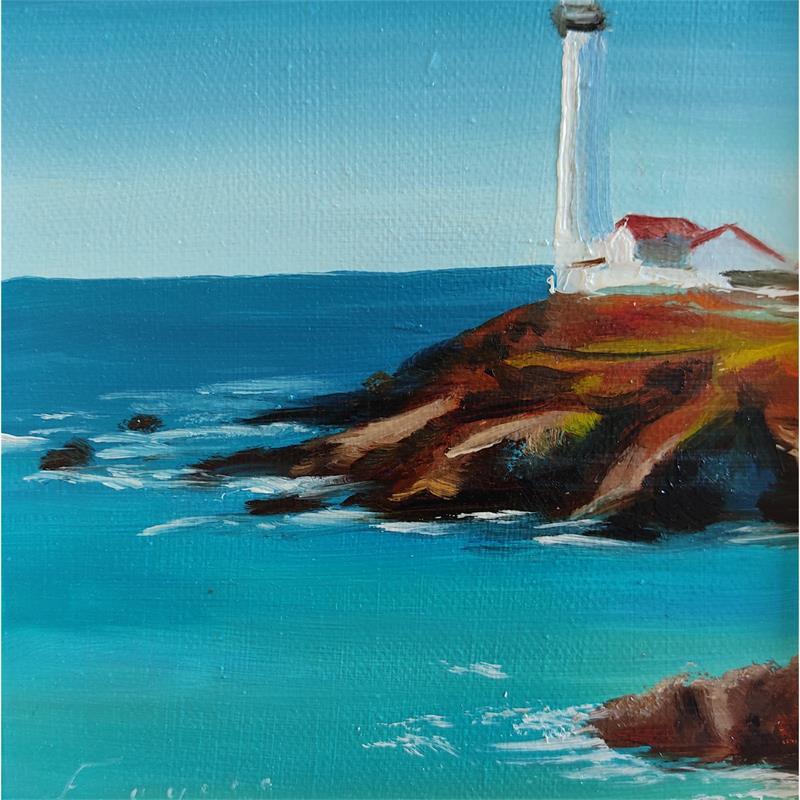 Painting Le phare by Eugène Romain | Painting Figurative Landscapes Marine Oil