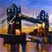 Painting Tower Bridge by night by Eugène Romain | Painting Figurative Urban Oil