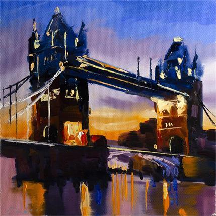 Painting Tower Bridge by night by Eugène Romain | Painting Figurative Oil Pop icons, Urban