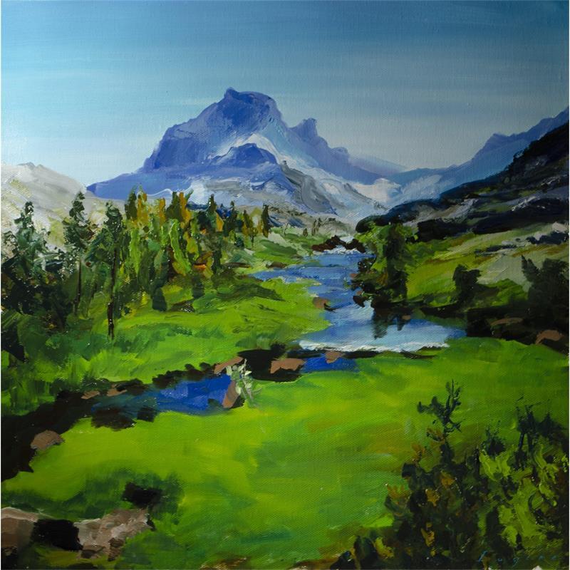 Painting Vallée verte by Eugène Romain | Painting Figurative Oil Landscapes