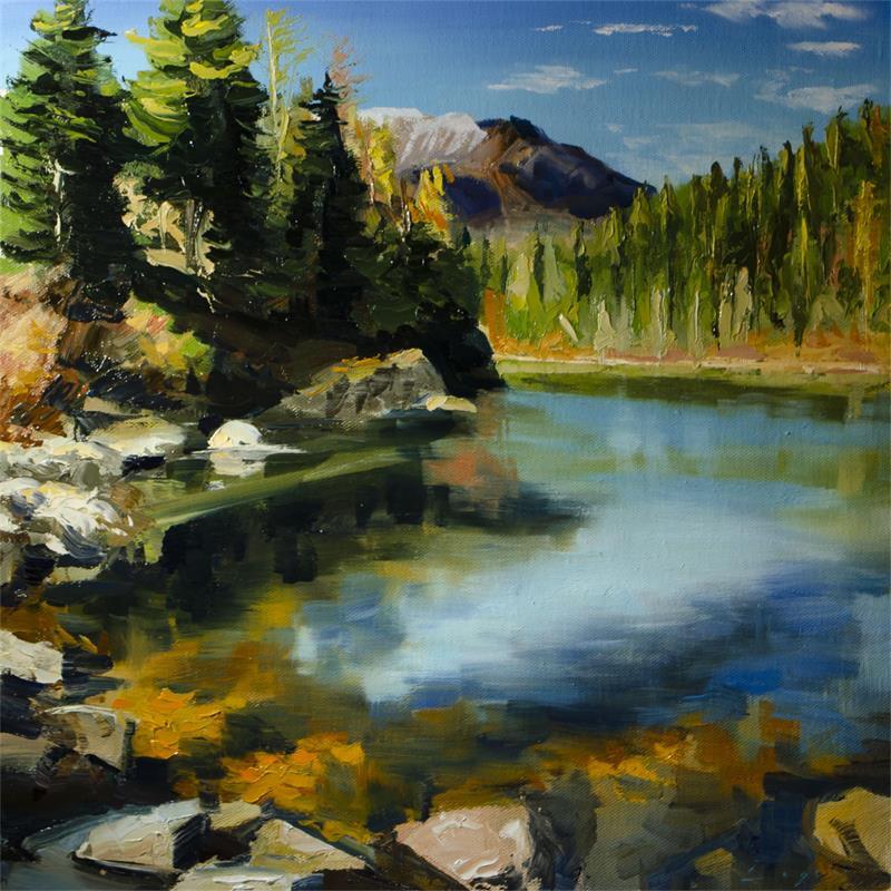 Painting Lac de forêt by Eugène Romain | Painting Figurative Oil Landscapes