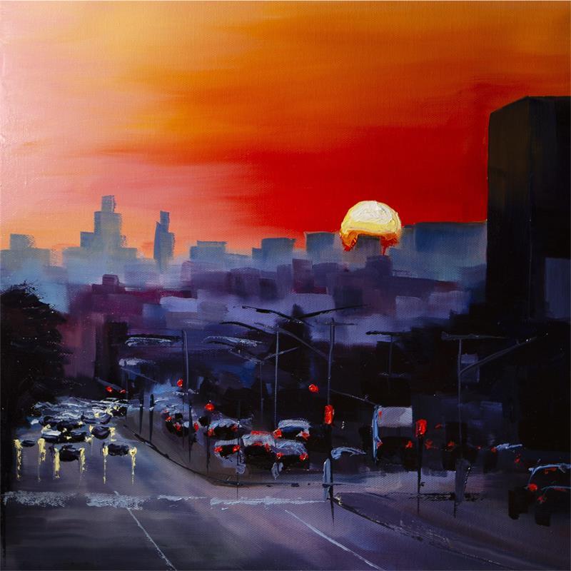 Gemälde American sunset von Eugène Romain | Gemälde Figurativ Öl Landschaften