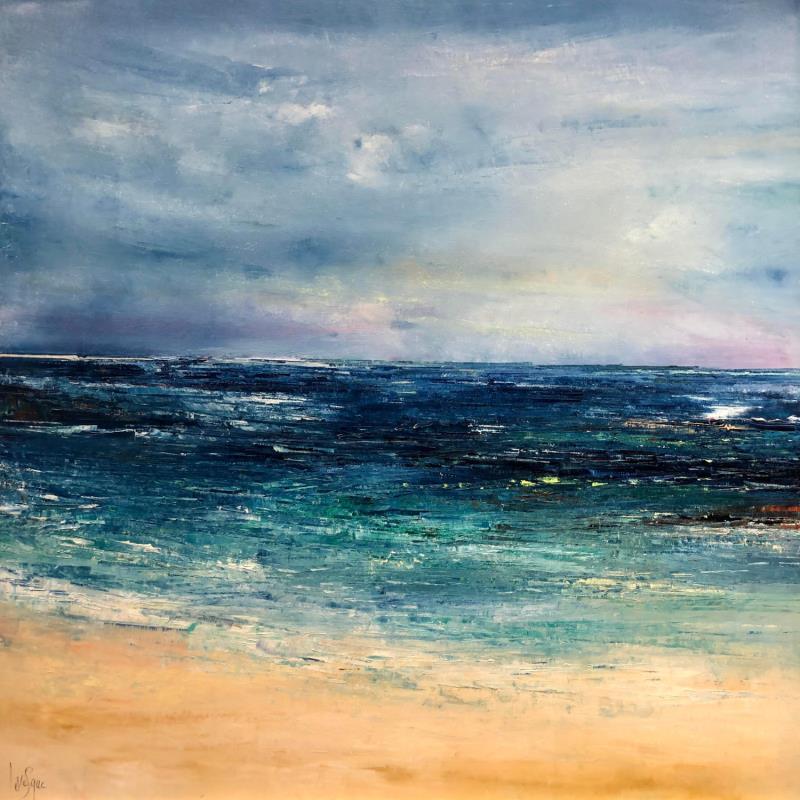 Painting Quand la mer scintille by Levesque Emmanuelle | Painting Figurative Oil