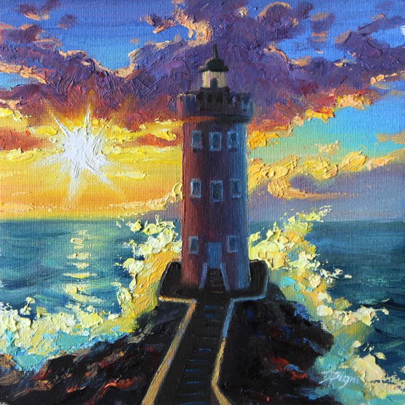 Peinture Normandy Lighthouse Painting par Pigni Diana | Tableau Figuratif Huile Marine, Paysages