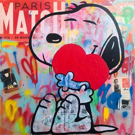 Peinture Snoopy love par Kikayou | Tableau Pop Art Mixte icones Pop