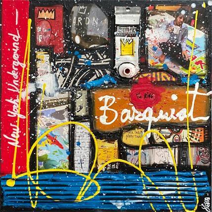 Peinture Tribute to Basquiat (noir) par Costa Sophie | Tableau Pop Art Mixte icones Pop