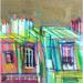Gemälde S'hasarder sur les toits von Anicet Olivier | Gemälde Figurativ Urban Acryl